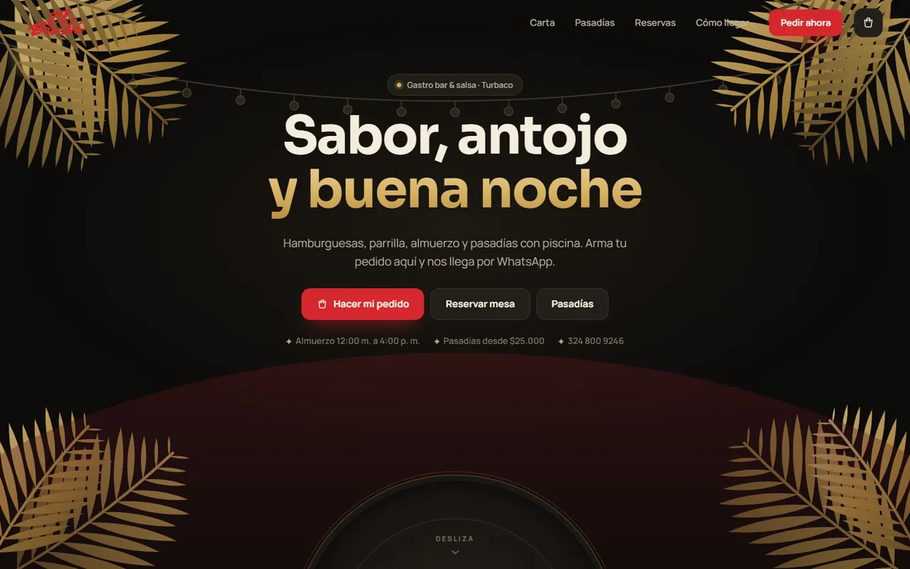 Página de inicio de El Bembé en computador