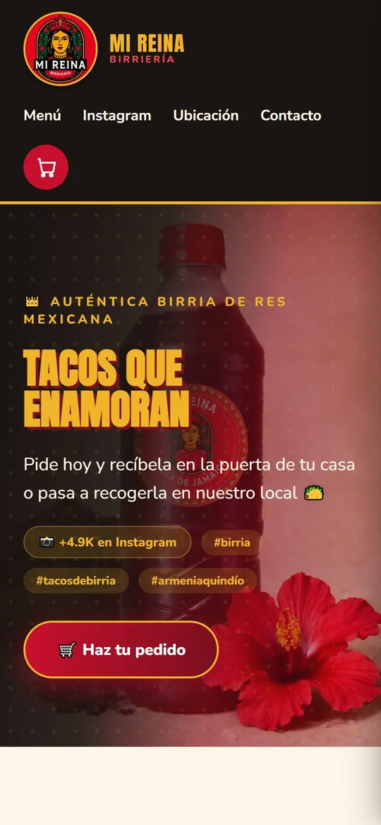 Mi Reina Birriería en celular
